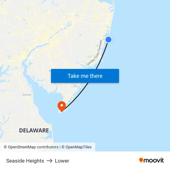 Seaside Heights to Lower map