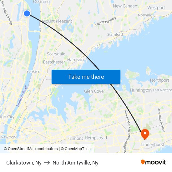 Clarkstown, Ny to North Amityville, Ny map