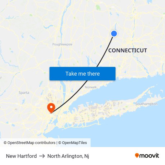 New Hartford to North Arlington, Nj map