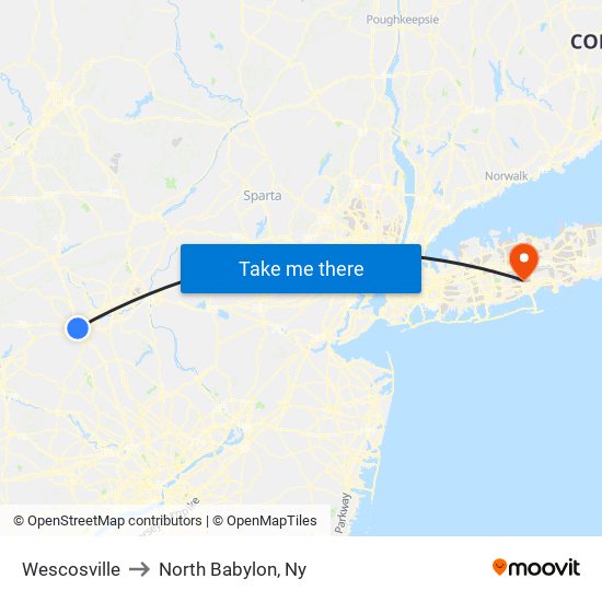 Wescosville to North Babylon, Ny map