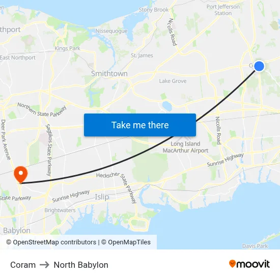 Coram to North Babylon map