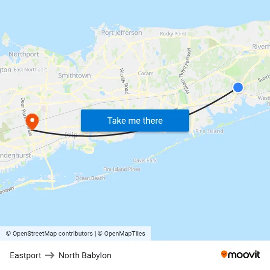 Eastport to North Babylon map