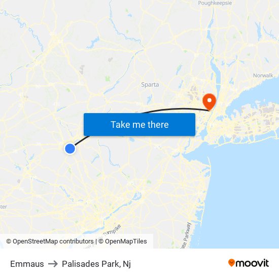 Emmaus to Palisades Park, Nj map