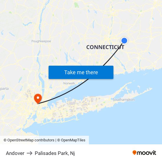 Andover to Palisades Park, Nj map