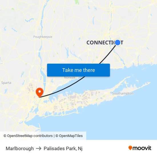 Marlborough to Palisades Park, Nj map