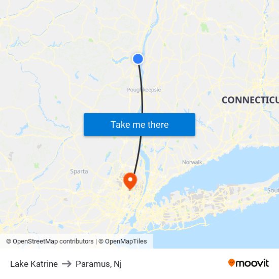 Lake Katrine to Paramus, Nj map