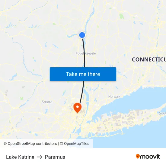 Lake Katrine to Paramus map
