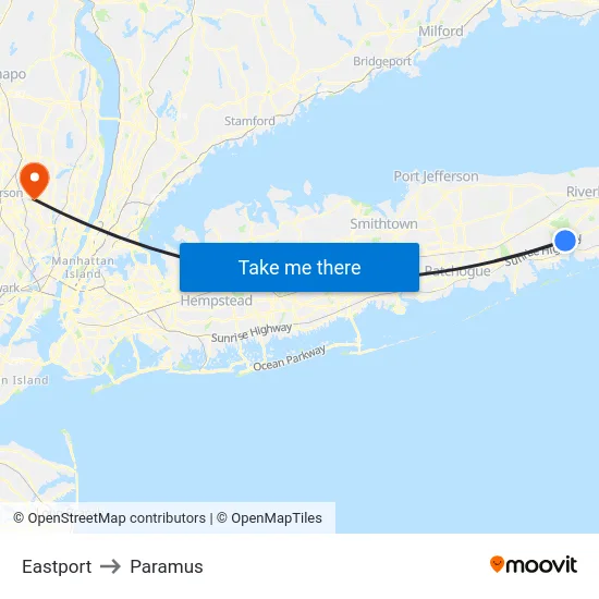 Eastport to Paramus map