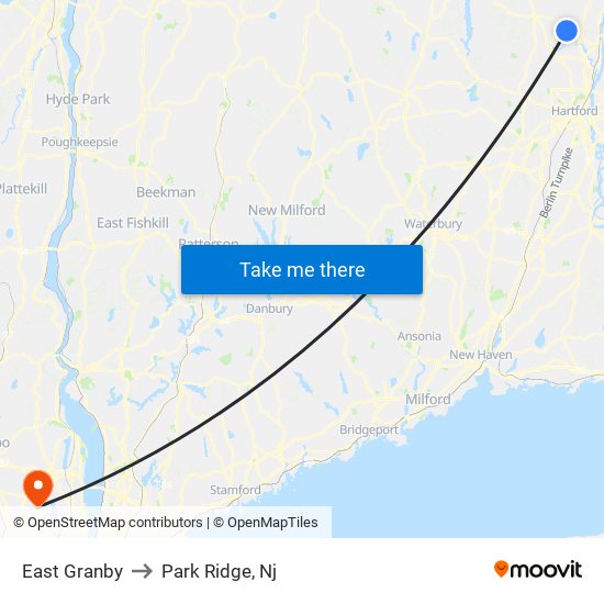 East Granby to Park Ridge, Nj map