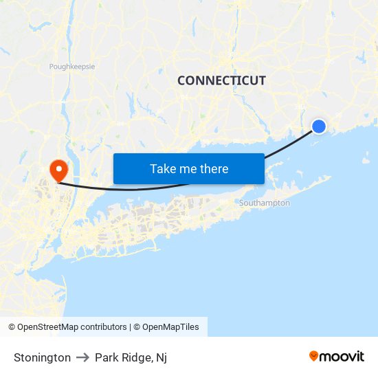 Stonington to Park Ridge, Nj map