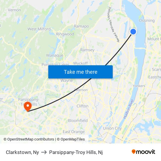 Clarkstown, Ny to Parsippany-Troy Hills, Nj map