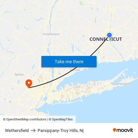 Wethersfield to Parsippany-Troy Hills, Nj map