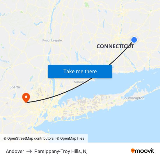 Andover to Parsippany-Troy Hills, Nj map