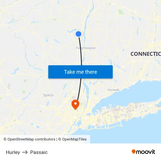 Hurley to Passaic map