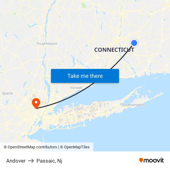 Andover to Passaic, Nj map