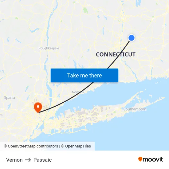 Vernon to Passaic map