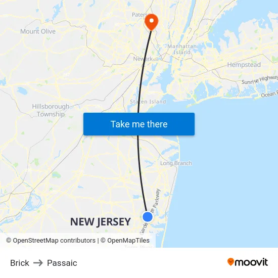 Brick to Passaic map