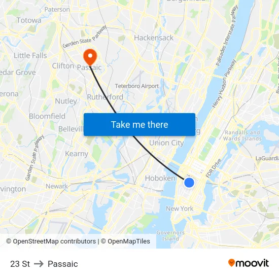23 St to Passaic map