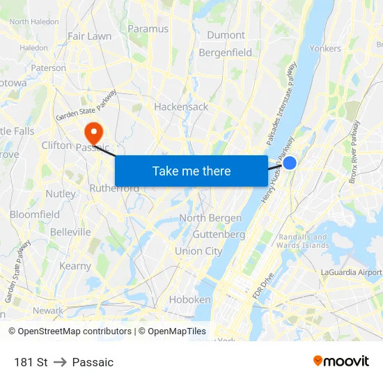 181 St to Passaic map