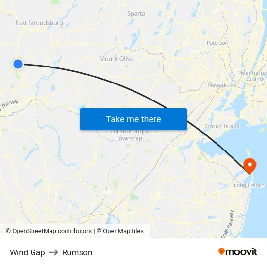 Wind Gap to Rumson map