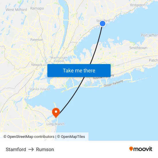 Stamford to Rumson map