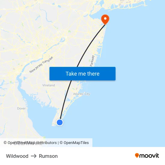 Wildwood to Rumson map