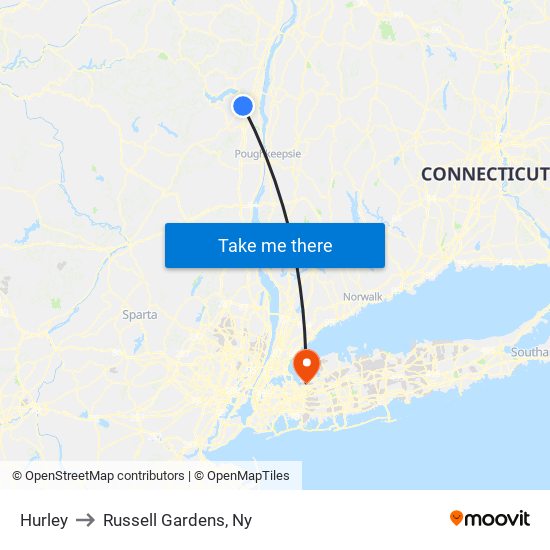Hurley to Russell Gardens, Ny map