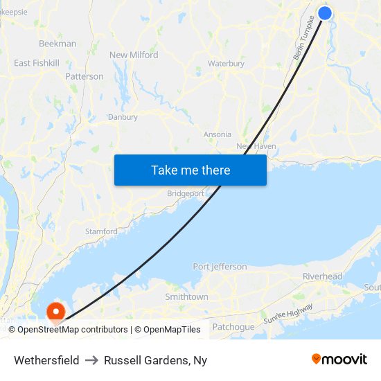 Wethersfield to Russell Gardens, Ny map