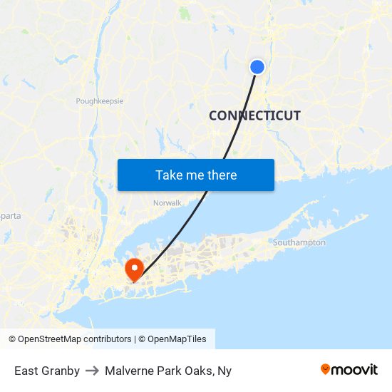 East Granby to Malverne Park Oaks, Ny map