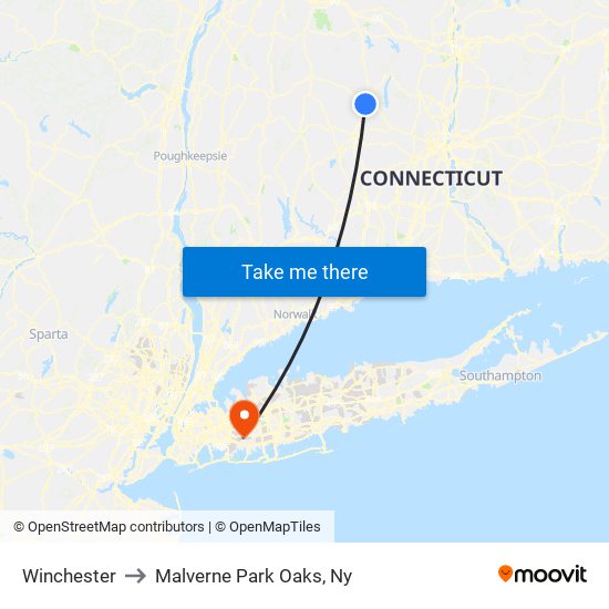 Winchester to Malverne Park Oaks, Ny map