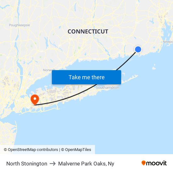 North Stonington to Malverne Park Oaks, Ny map