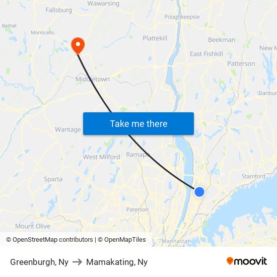 Greenburgh, Ny to Mamakating, Ny map