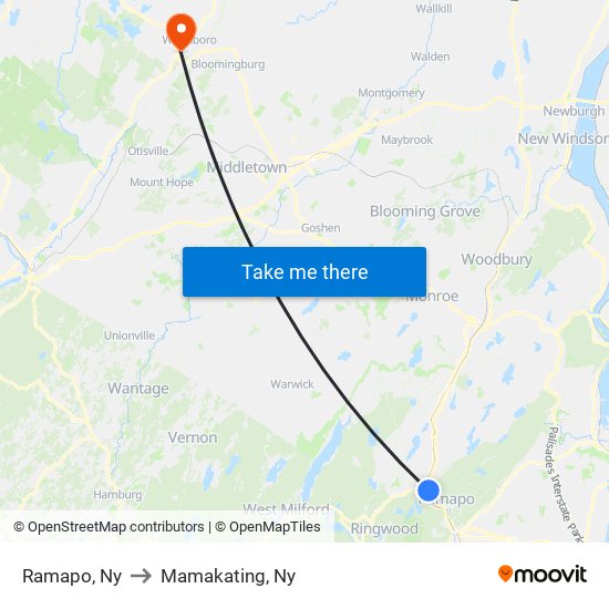 Ramapo, Ny to Mamakating, Ny map