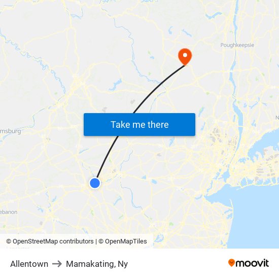 Allentown to Mamakating, Ny map