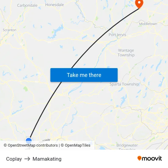 Coplay to Mamakating map