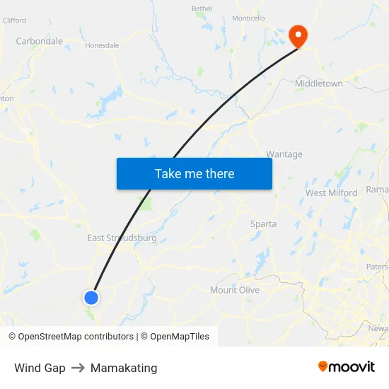 Wind Gap to Mamakating map