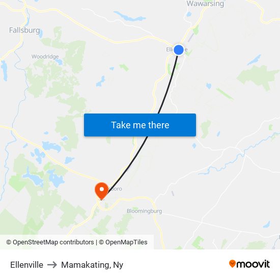 Ellenville to Mamakating, Ny map