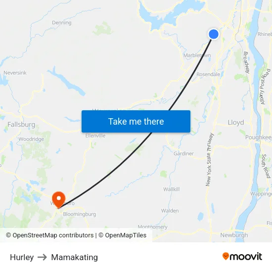 Hurley to Mamakating map