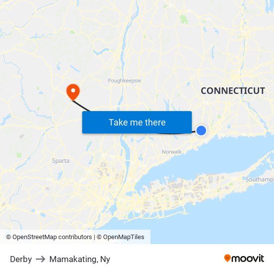 Derby to Mamakating, Ny map