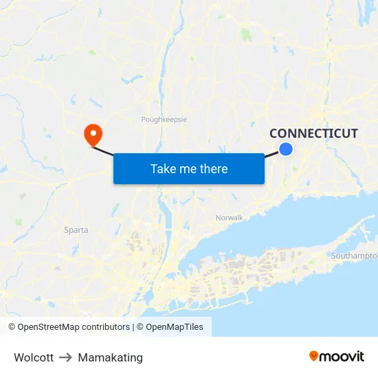 Wolcott to Mamakating map
