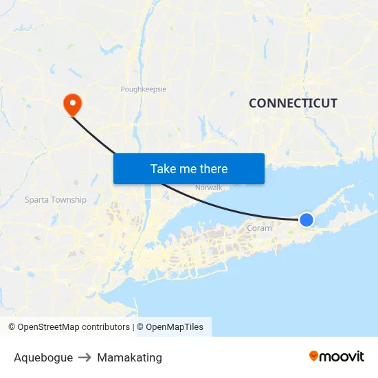 Aquebogue to Mamakating map