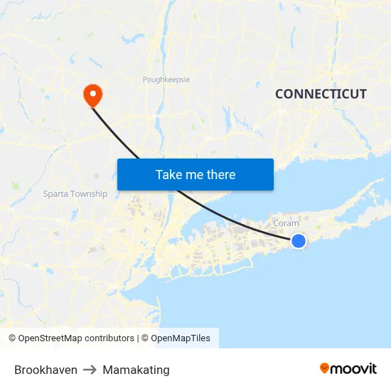 Brookhaven to Mamakating map
