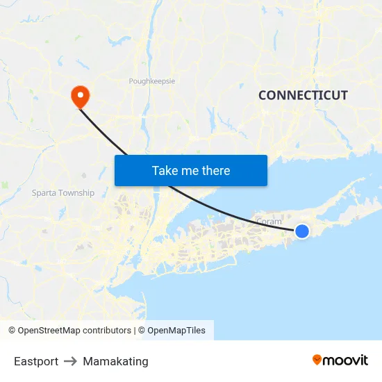 Eastport to Mamakating map