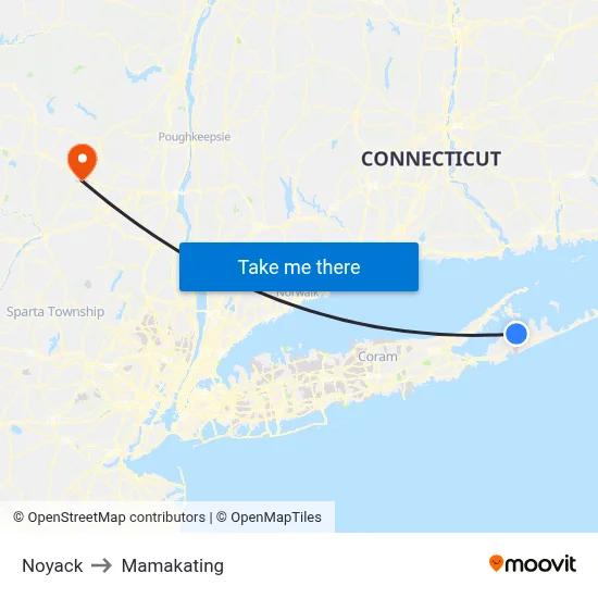 Noyack to Mamakating map