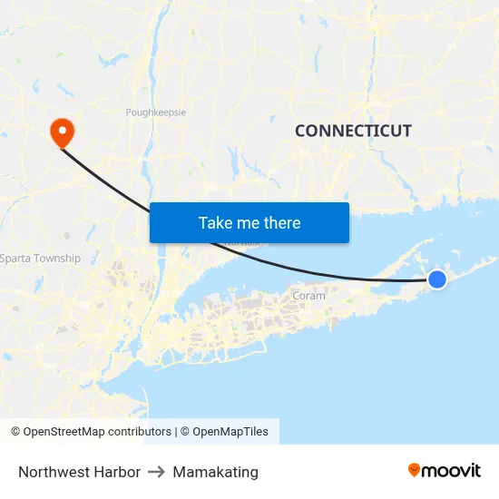 Northwest Harbor to Mamakating map