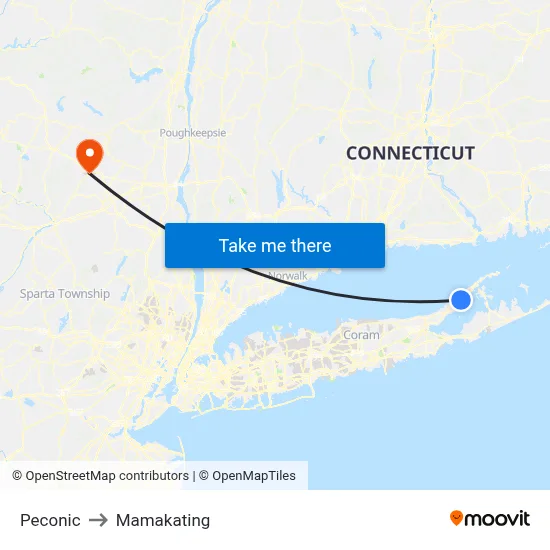 Peconic to Mamakating map