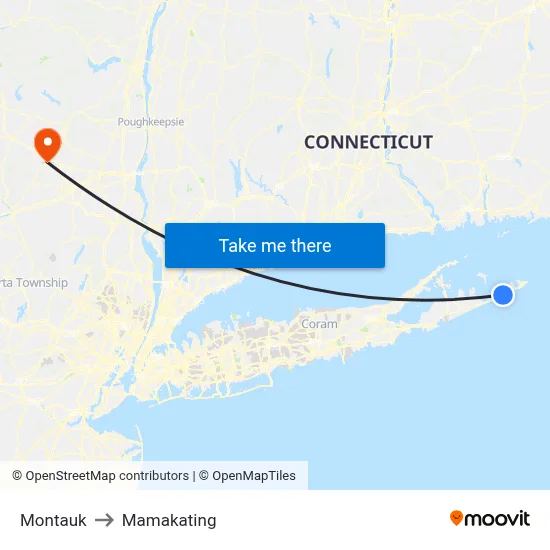Montauk to Mamakating map
