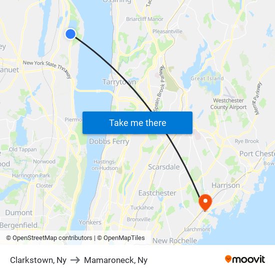 Clarkstown, Ny to Mamaroneck, Ny map