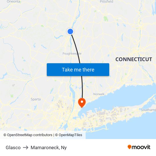 Glasco to Mamaroneck, Ny map