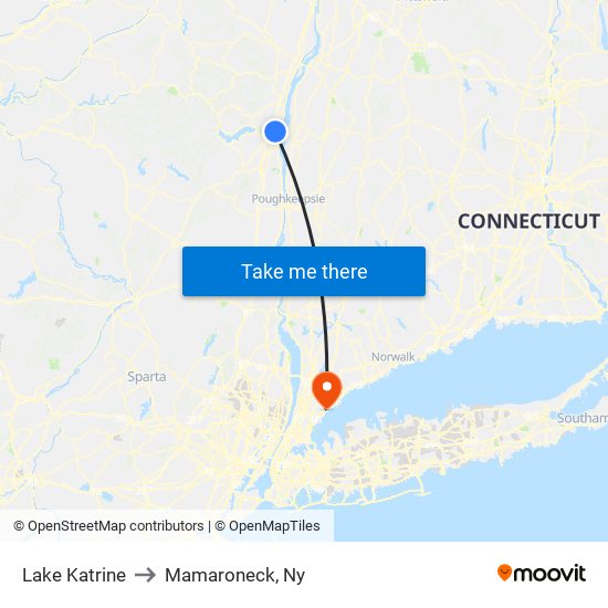 Lake Katrine to Mamaroneck, Ny map